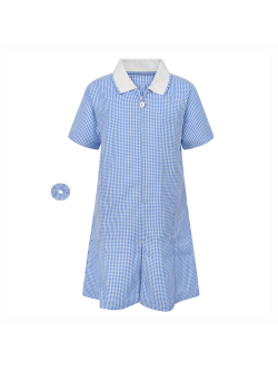 Girls Blue Gingham Summer Dress