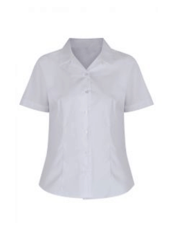 Girls White Short Sleeve Rever Collar Non-Iron Blouse (Twin Pack)
