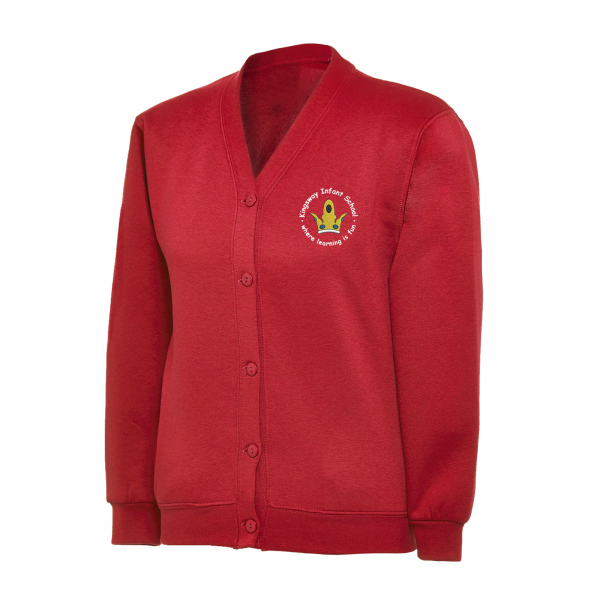 Kingsway Infant School Logo KIS Red sweatshirt cardigan girls Uniform