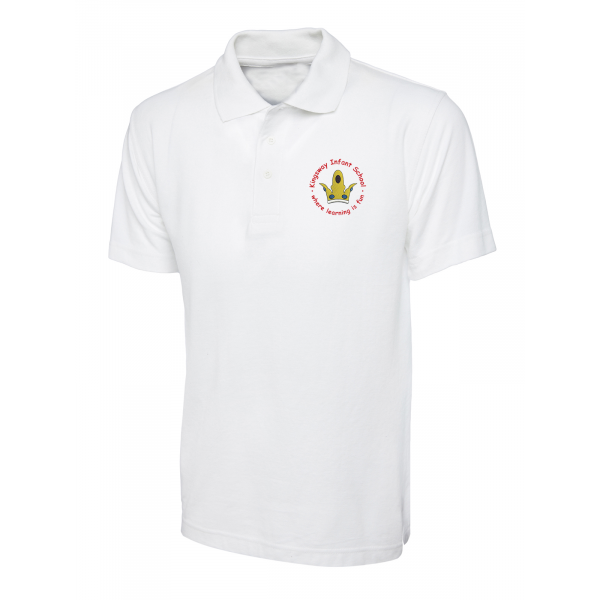 Kingsway Infant School Logo KIS White Polo tshirt boys girls Unisex Uniform