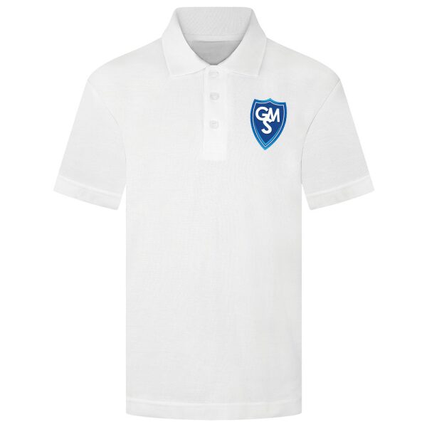 Garston Manor School Logo White PE Tshirt Girls Boys Unisex Uniform