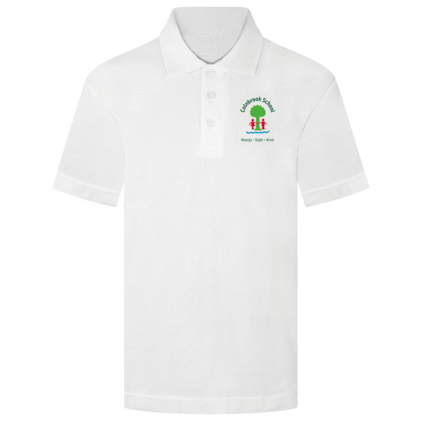 Colnbrook School White Polo T-shirt with Logo