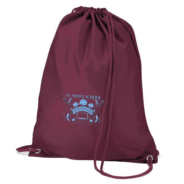 St Meryl School Burgundy PE Bag with Logo