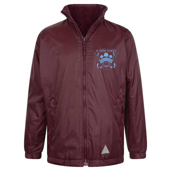 St Meryl School Burgundy Reversible Jacket with logo