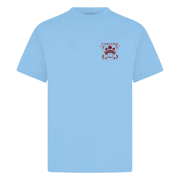 St Meryl School Sky Crewneck PE T-shirt with Logo