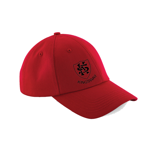 Kingsway Junior School Red Baseball Cap with logo