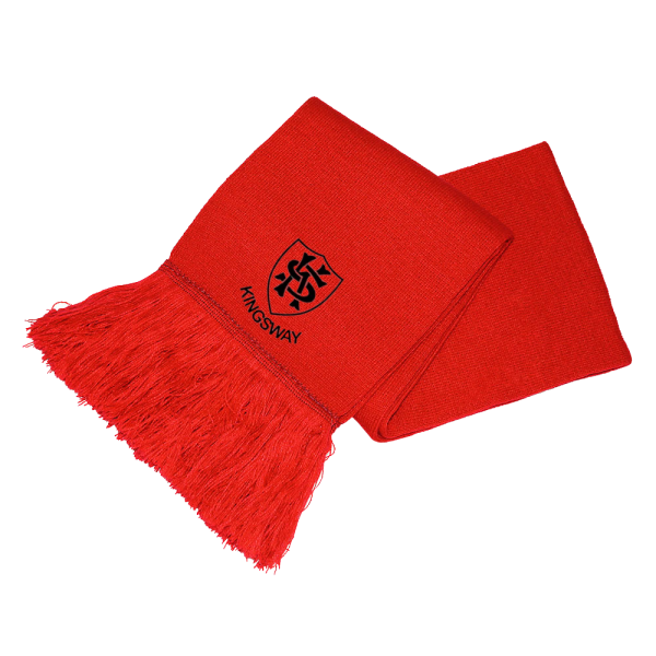 Kingsway Junior School Red Knitted Scarf with Logo